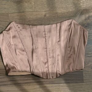 Satin Bustier Corset Top in Tan/Copper